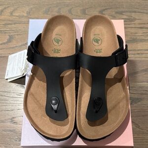 Papillio Black Sandals with Brown Footbed